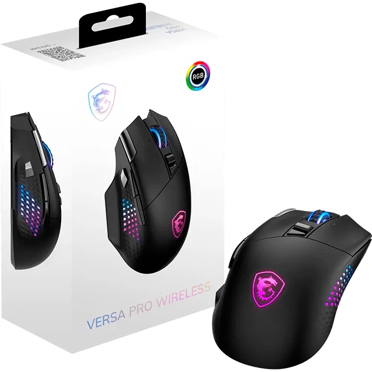 Мышь MSI VERSA PRO W черный оптическая 26000dpi беспров. BT/Radio USB (S12-4301340-CLA)