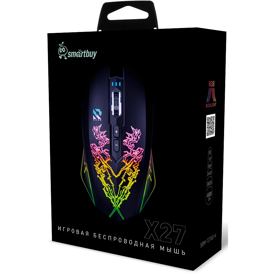 Мышь игровая беспроводная Smartbuy серия RUSH X27 черная (SBM-727AG-K)