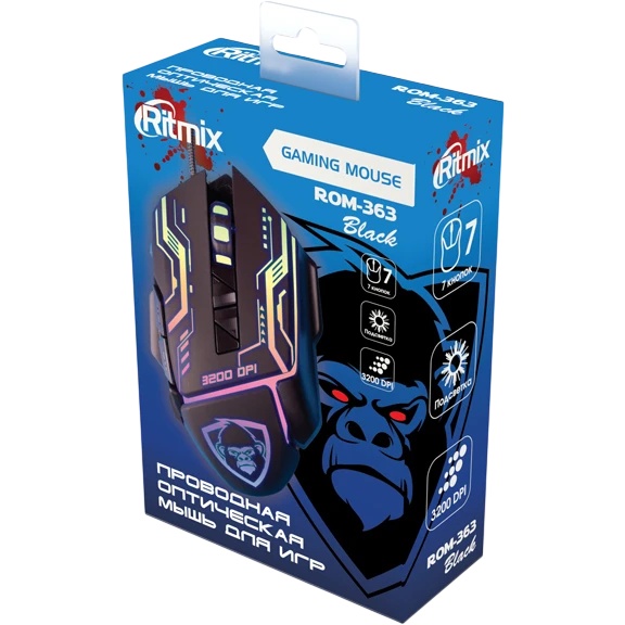 Мышь проводная RITMIX ROM-363 черный