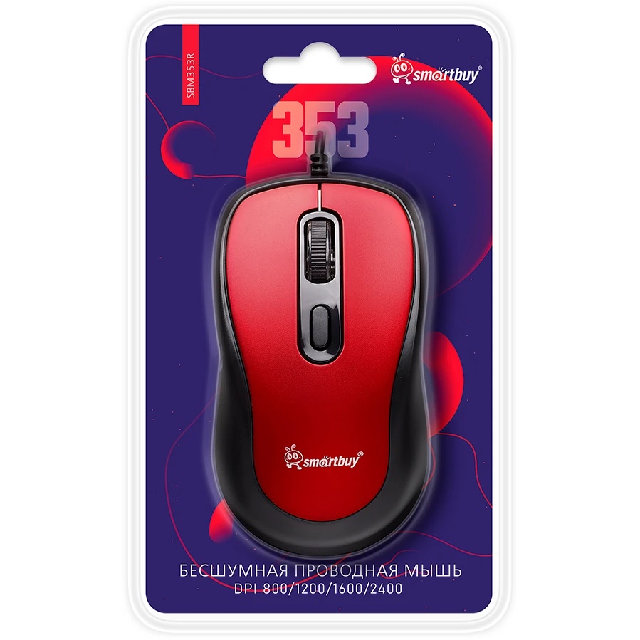 Мышь проводная Smartbuy 353 красная (SBM353R) / 40