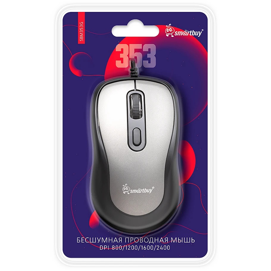 Мышь проводная Smartbuy 353 серая (SBM353G) / 40