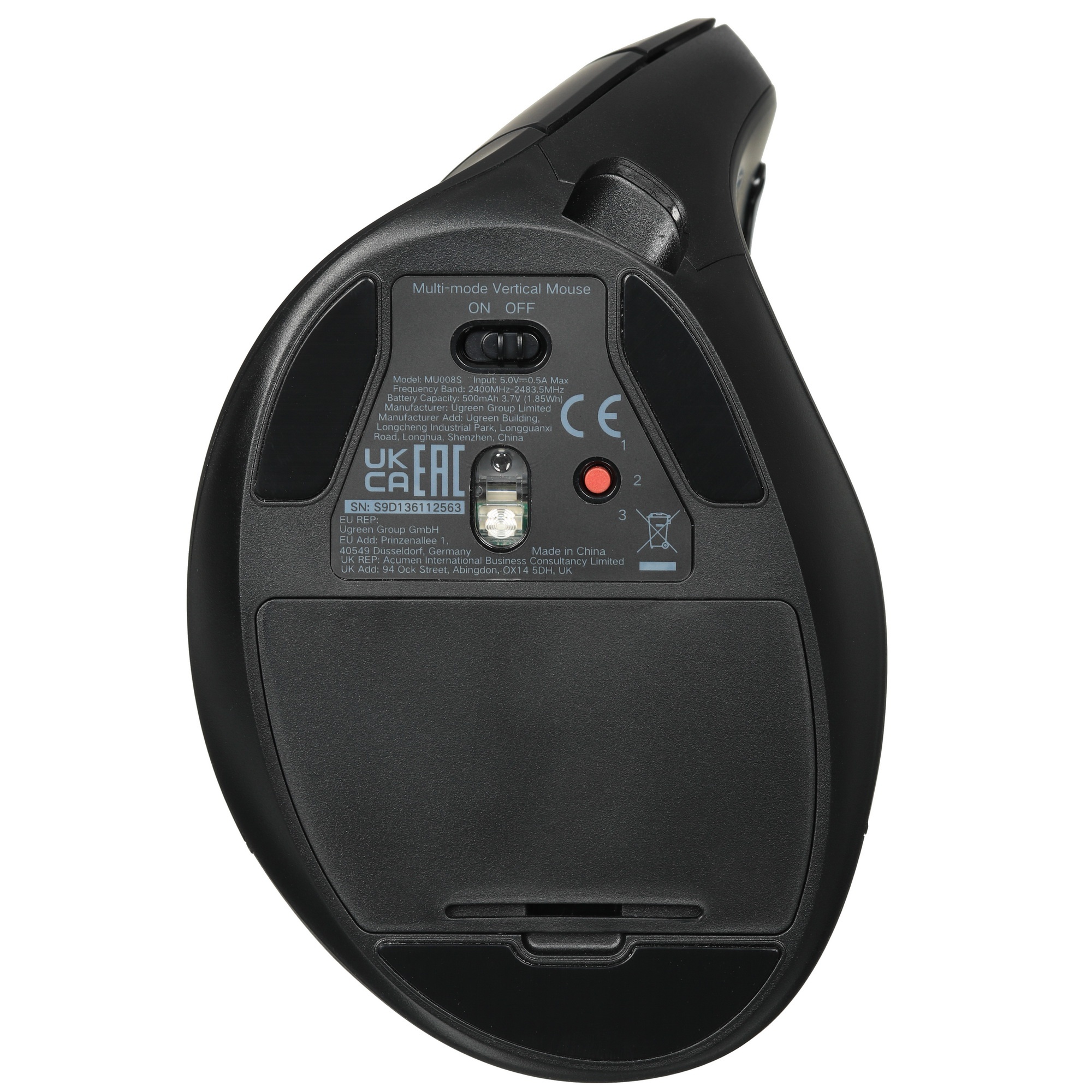 Беспроводная компьютерная мышь вертикальная UGREEN MU008S (85081) Multi-mode Wireless Vertical Mouse