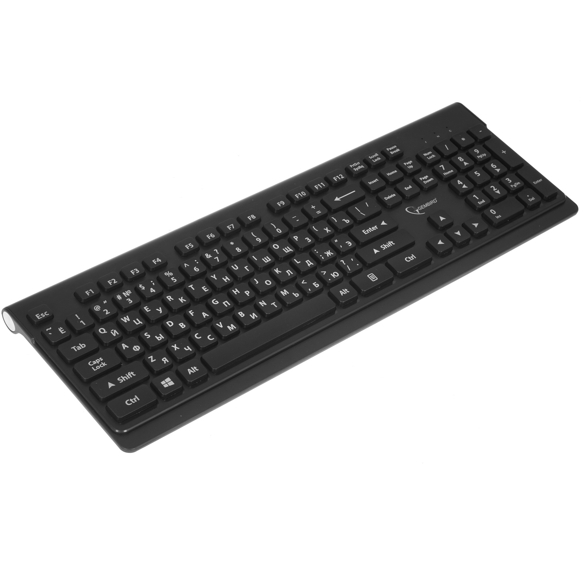 Комплект клавиатура+мышь беспроводные Gembird KBS-7200, черный, 2.4ГГц/10м, 1600 DPI,  мини-приемник
