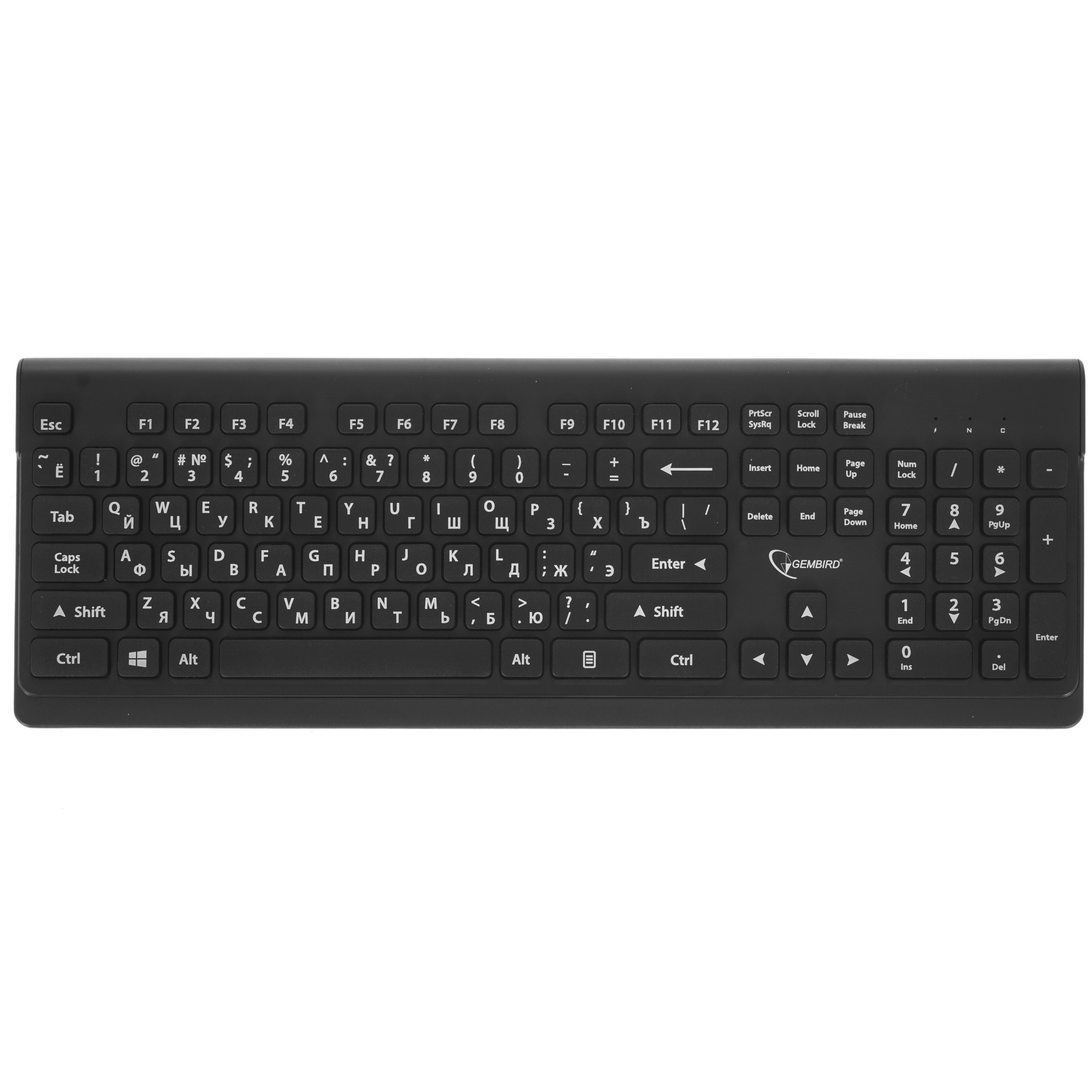 Комплект клавиатура+мышь беспроводные Gembird KBS-7200, черный, 2.4ГГц/10м, 1600 DPI,  мини-приемник