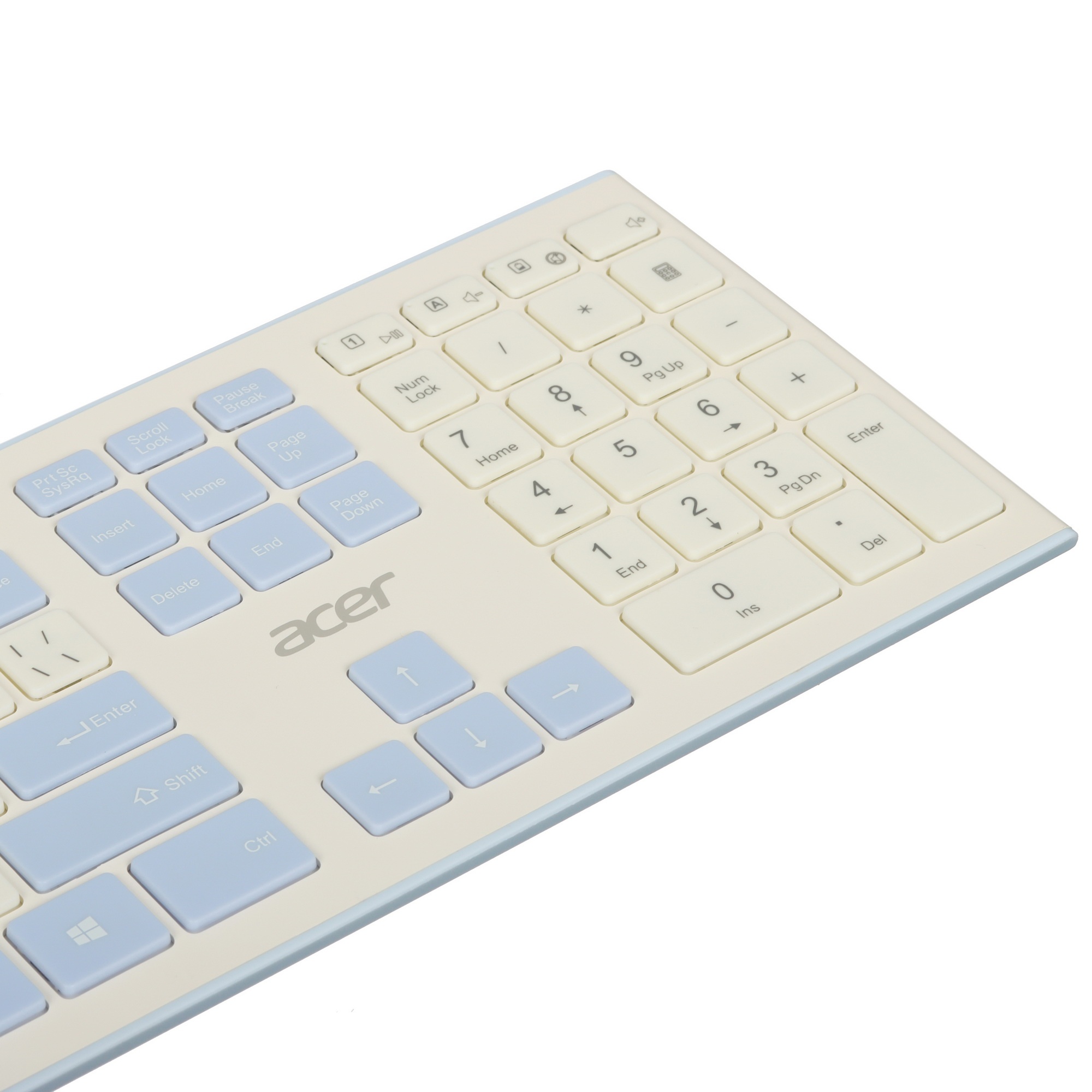 Клавиатура + мышь Acer OCC205 беспроводной USB, 1200 dpi, белый/голубой
