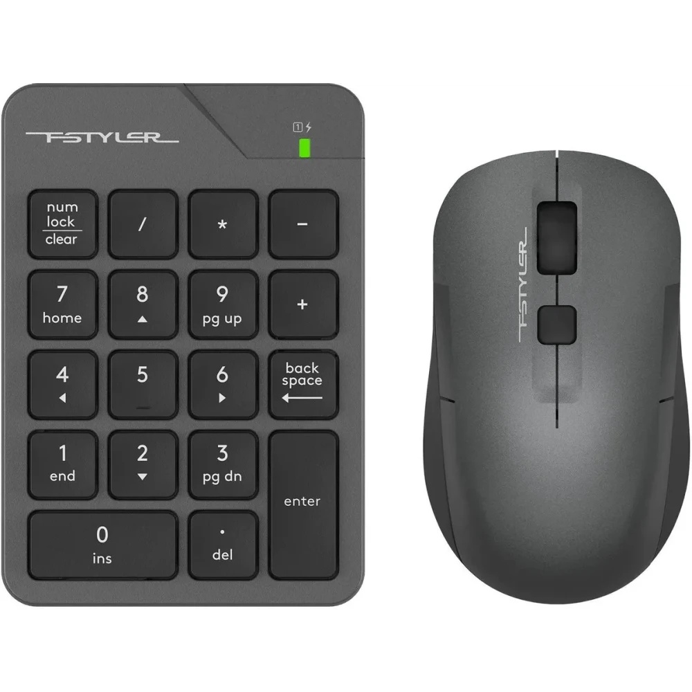Числовой блок + мышь A4Tech Fstyler FG1600C Air клав:серый мышь:серый/черный USB беспроводная slim (