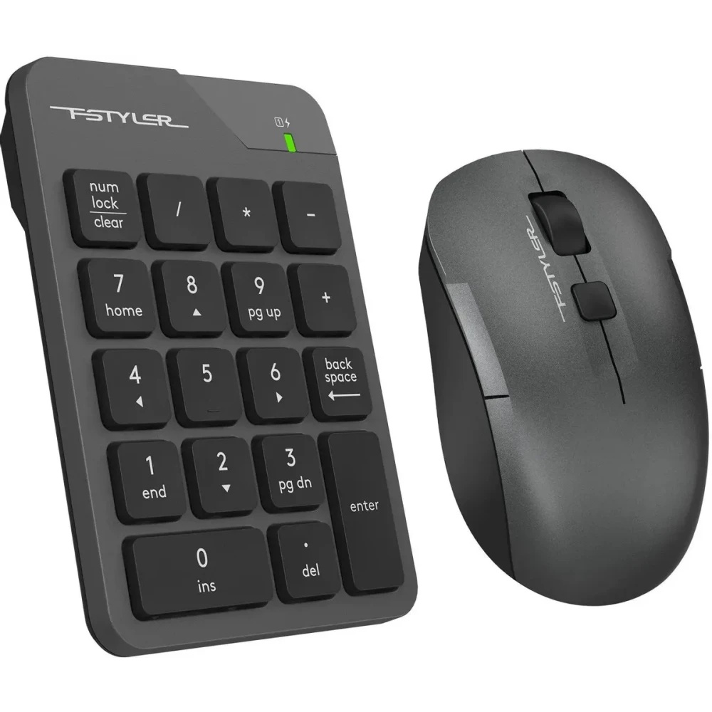 Числовой блок + мышь A4Tech Fstyler FG1600C Air клав:серый мышь:серый/черный USB беспроводная slim (
