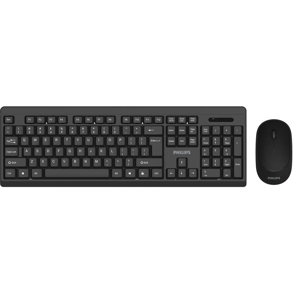 Беспроводной комплект Philips SPT6324, 2.4 GHz 104 клав/3 кнопки, 1600dpi, русская заводская расклад