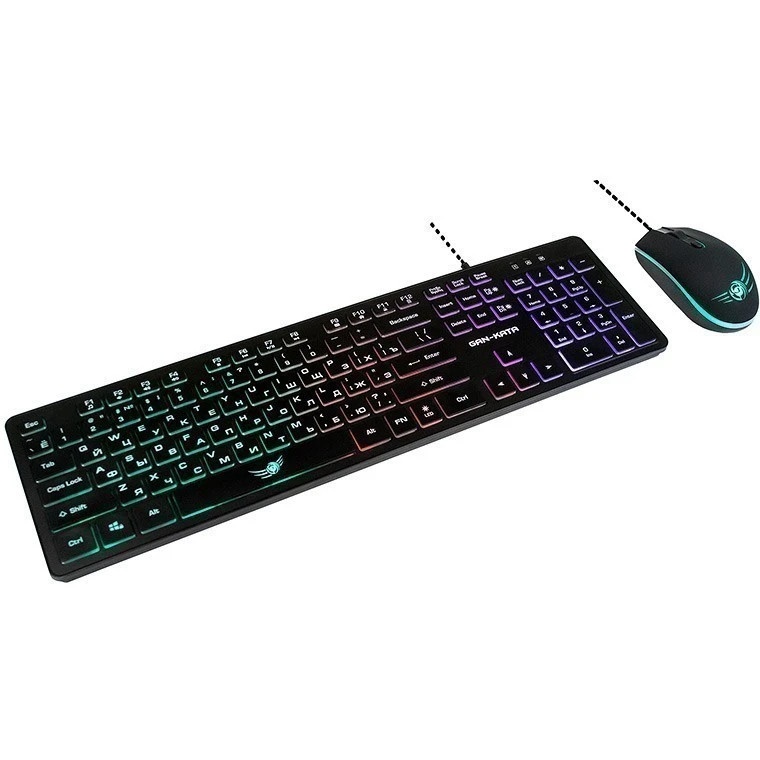 Проводной игровой набор Dialog KMGK-1707U BLACK Gan-Kata - клавиатура + опт. мышь с RGB подсветкой