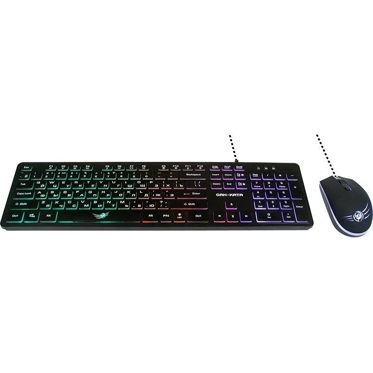 Проводной игровой набор Dialog KMGK-1707U BLACK Gan-Kata - клавиатура + опт. мышь с RGB подсветкой