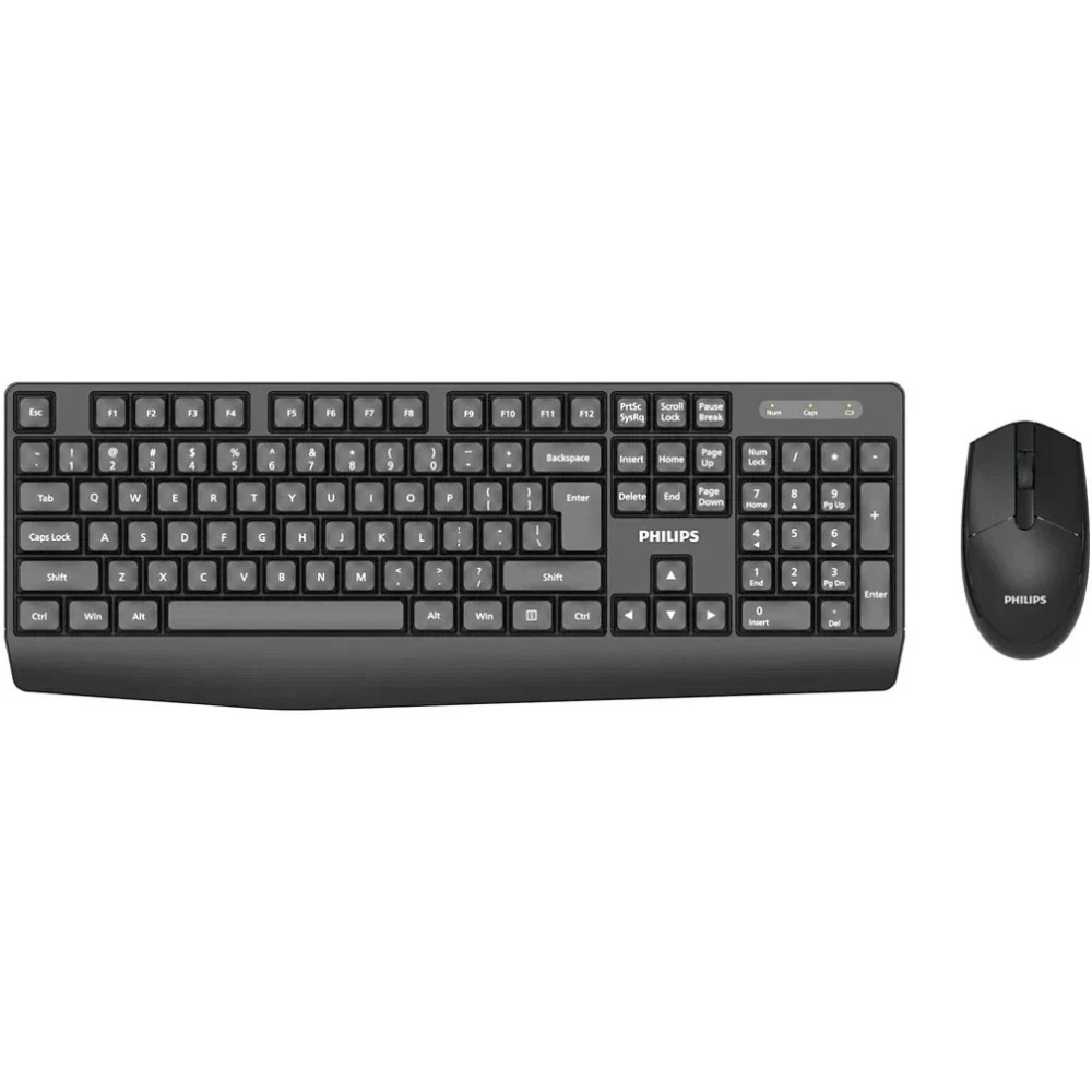 Беспроводной комплект Philips SPT6337, 2.4 GHz 104 клав/3 кнопки, 1600dpi, русская заводская расклад