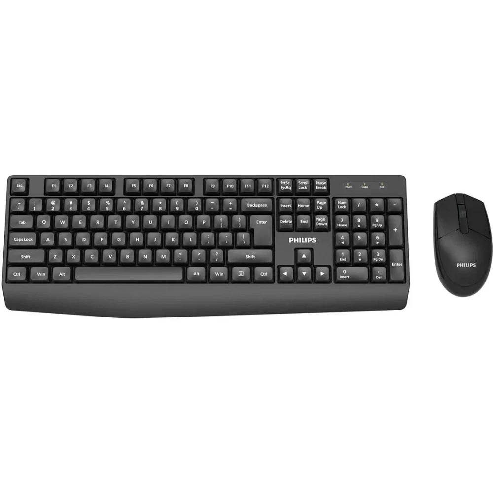 Беспроводной комплект Philips SPT6337, 2.4 GHz 104 клав/3 кнопки, 1600dpi, русская заводская расклад
