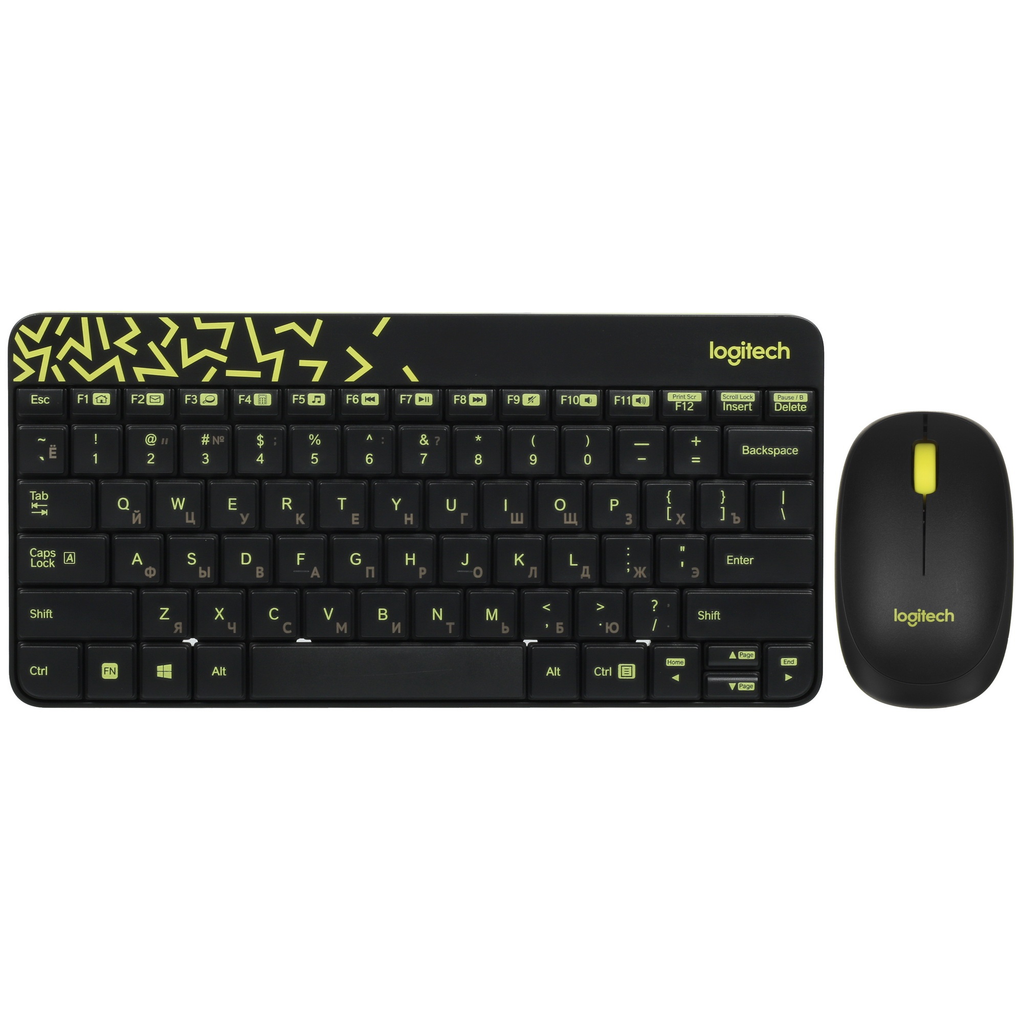 Комплект беспроводной клавиатура+мышь Logitech MK240 Black/Yellow (920-008198)