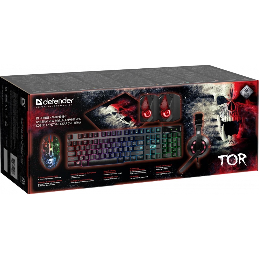 Игровой набор Defender Tor MHP-127 мышь+клав.+гарн.+ков.+колонка