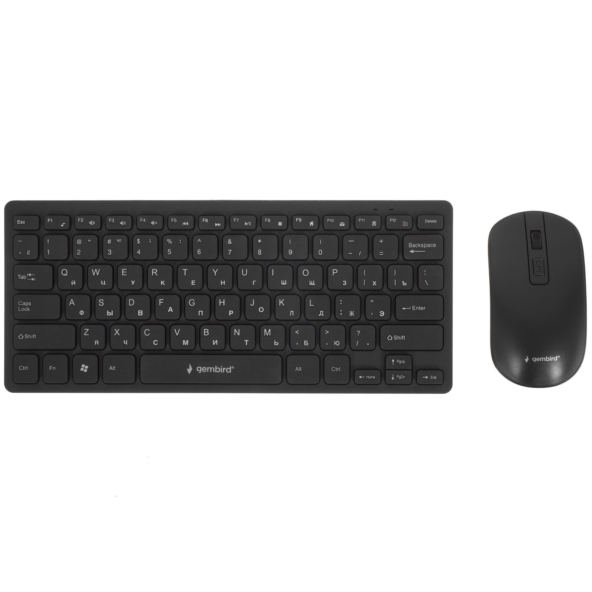 Комплект клавиатура+мышь беспроводные Gembird KBS-9100, 2.4ГГц, чёрн, 84кл, 1600 DPI, бат. в компл.