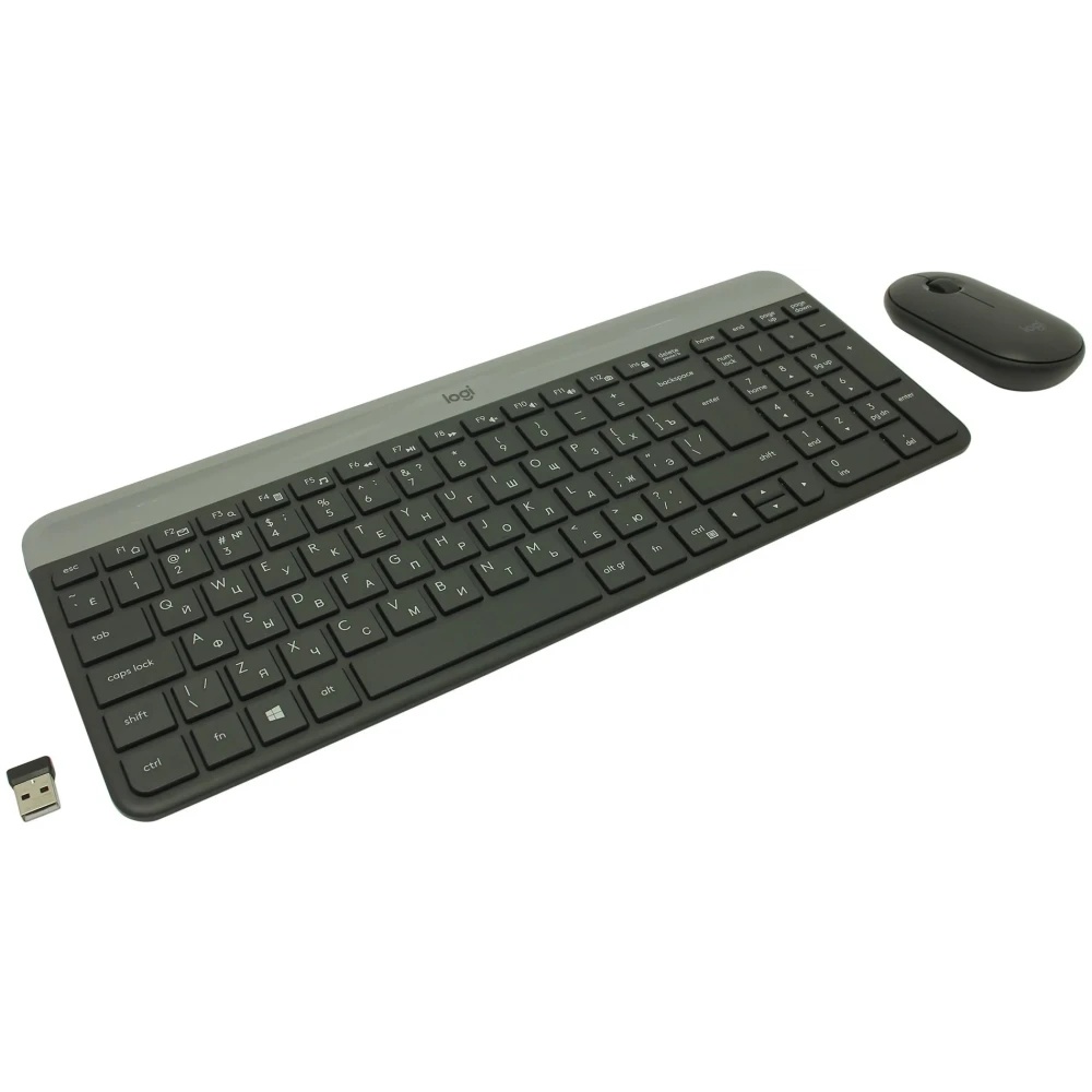 Клавиатура + мышь Logitech MK470 клав:черный/серый мышь:черный USB беспроводная slim (920-009204)