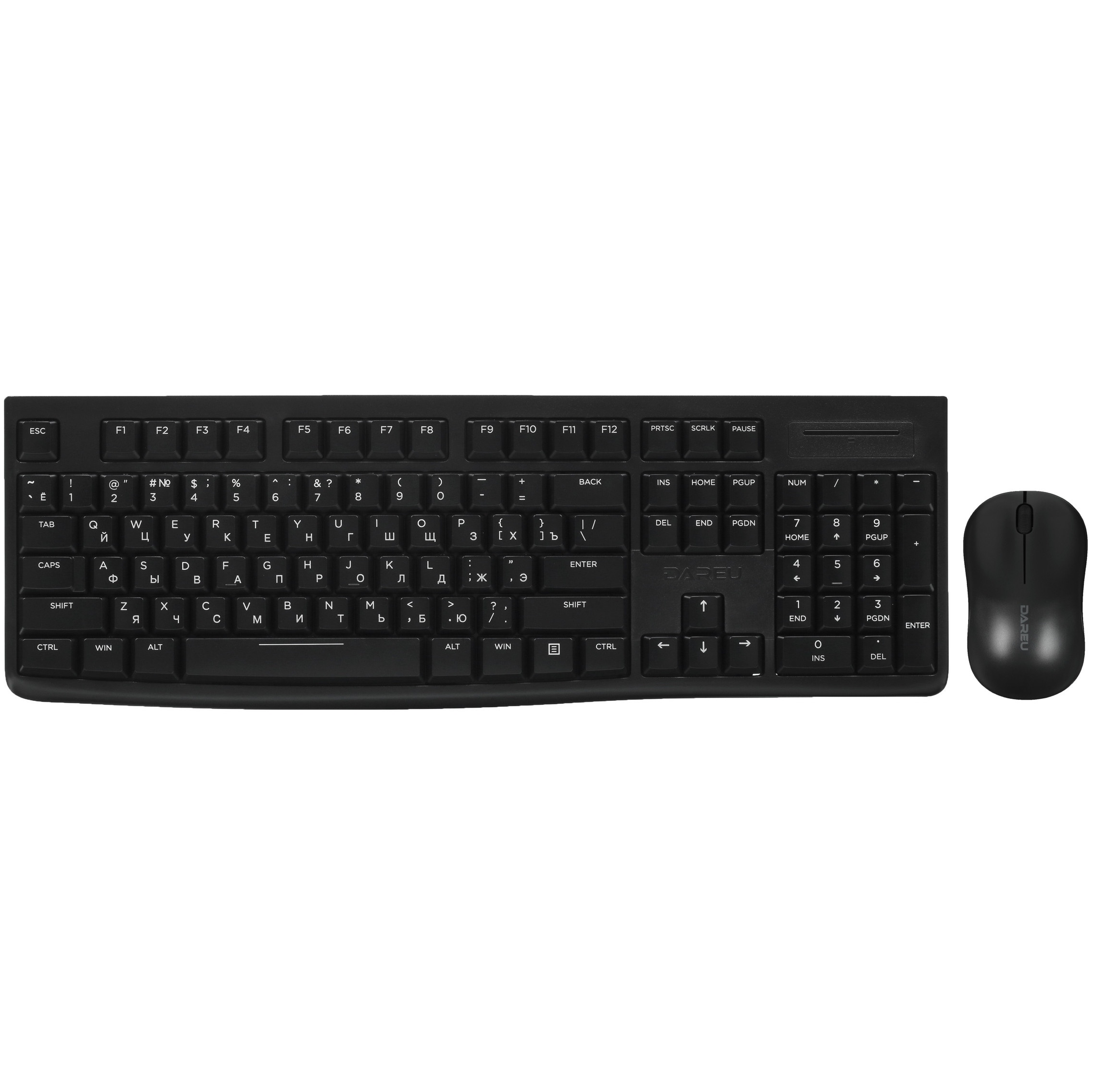 Комплект беспроводной Dareu MK188G Black (черный), клавиатура LK185G (мембранная, 104кл, EN/RU) + мы