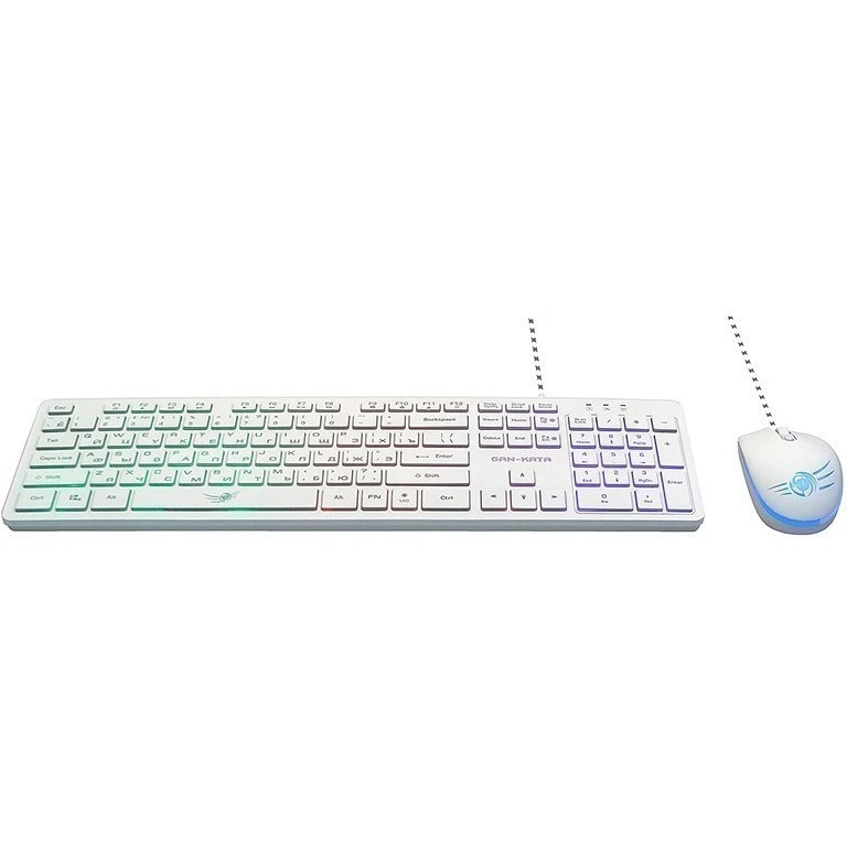 Проводной игровой набор Dialog KMGK-1707U WHITE Gan-Kata - клавиатура + опт. мышь с RGB подсветкой