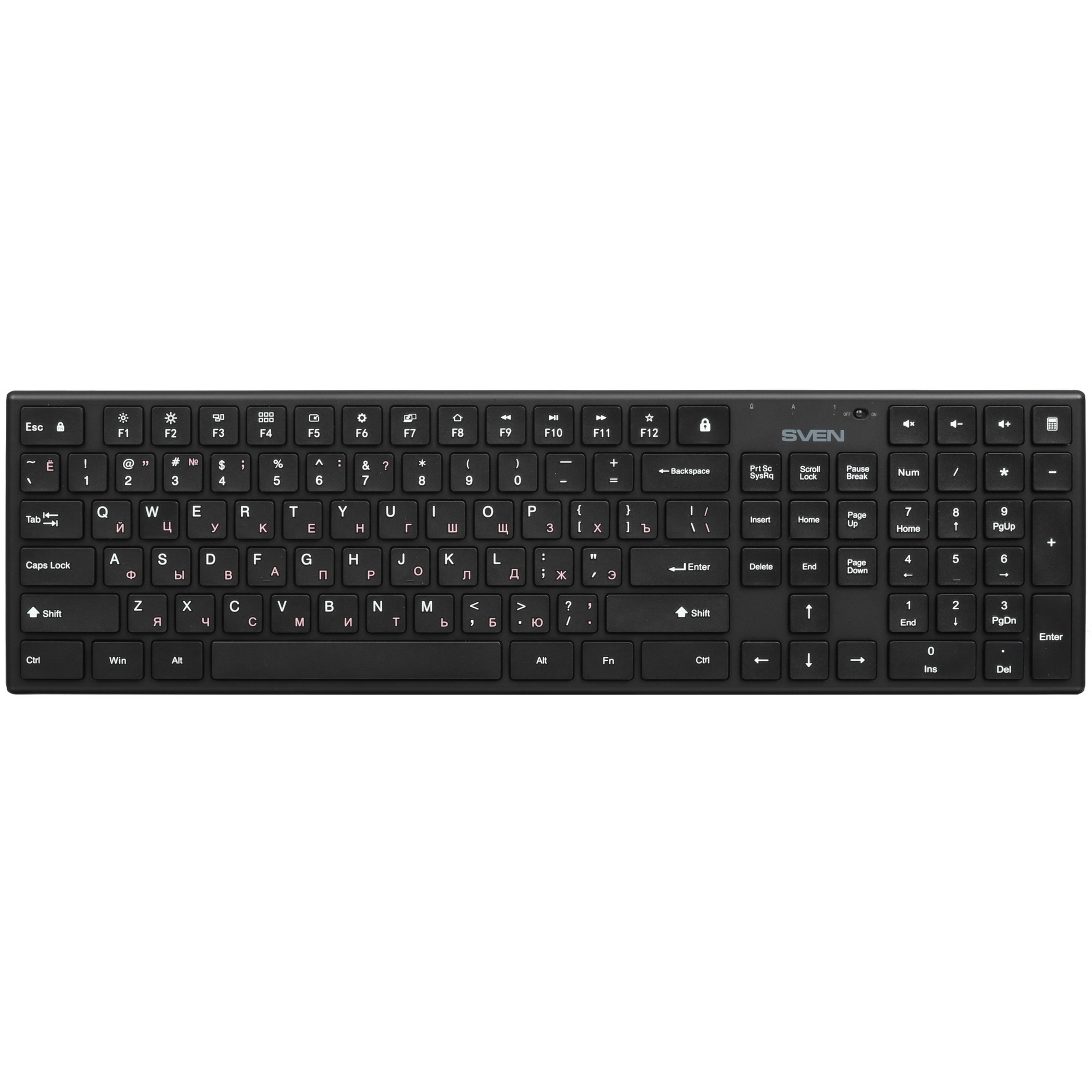 Беспроводной набор Sven ножничная клавиатура + мышь KB-C2550W чёрный (109 кл.,12Fn, 1000DPI, 2+1 кл.