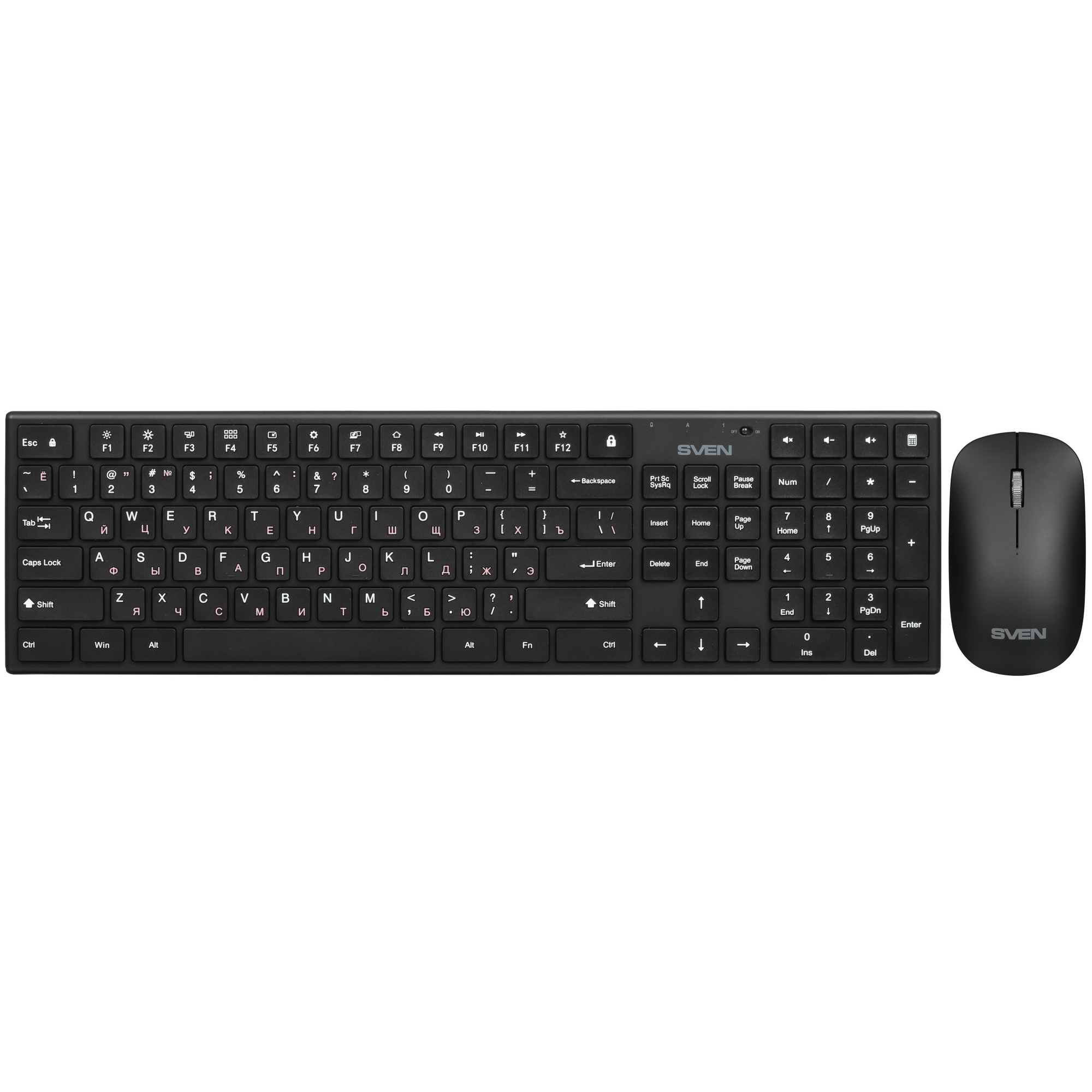Беспроводной набор Sven ножничная клавиатура + мышь KB-C2550W чёрный (109 кл.,12Fn, 1000DPI, 2+1 кл.