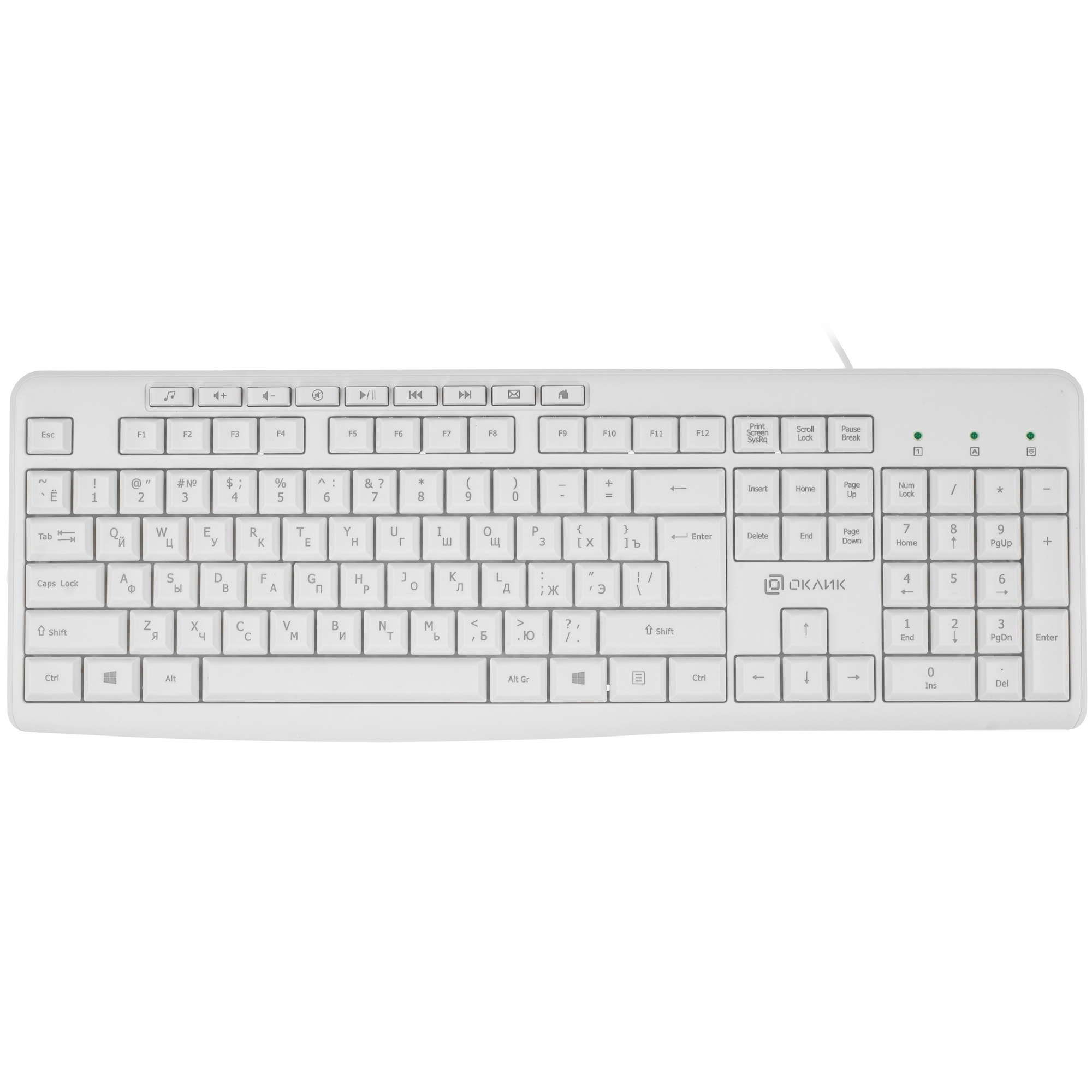 Клавиатура + мышь Оклик S650 клав:белый мышь:белый USB Multimedia (1875257)