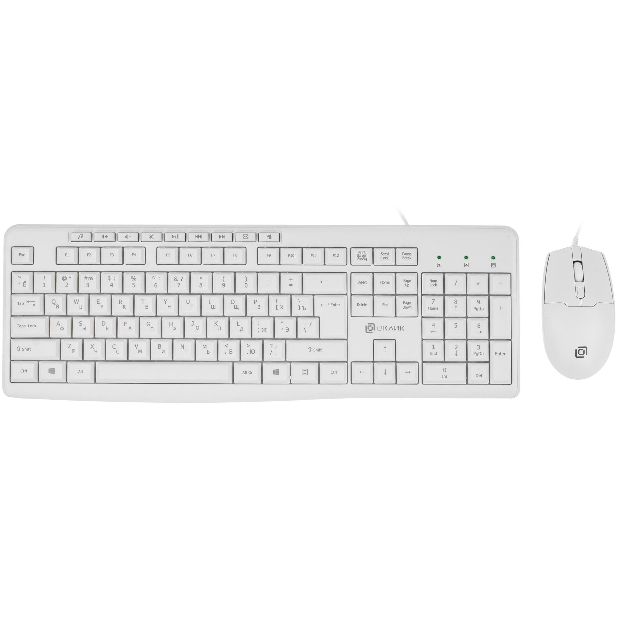 Клавиатура + мышь Оклик S650 клав:белый мышь:белый USB Multimedia (1875257)