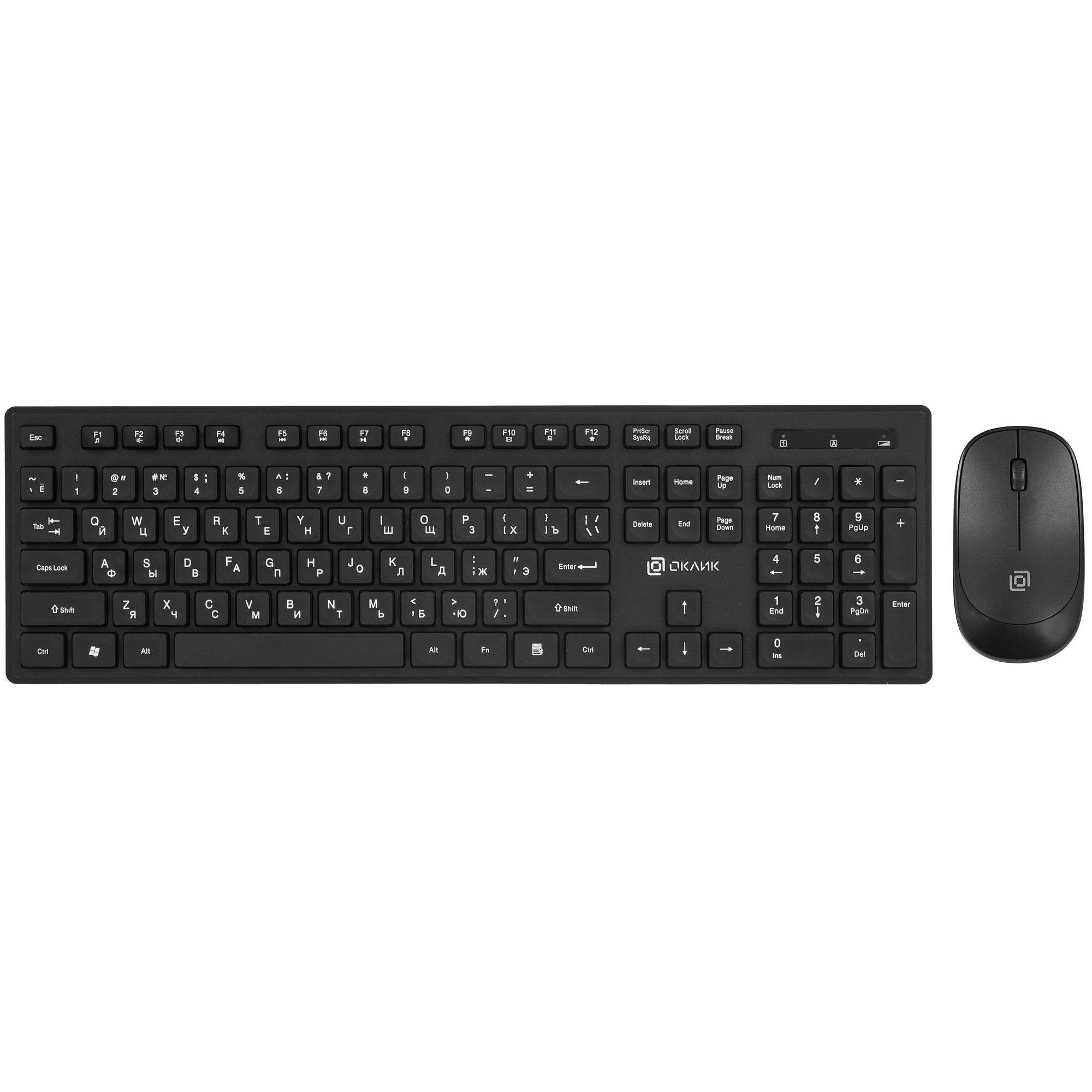 Клавиатура + мышь Оклик S255W клав:черный мышь:черный USB беспроводная Multimedia (1909361)