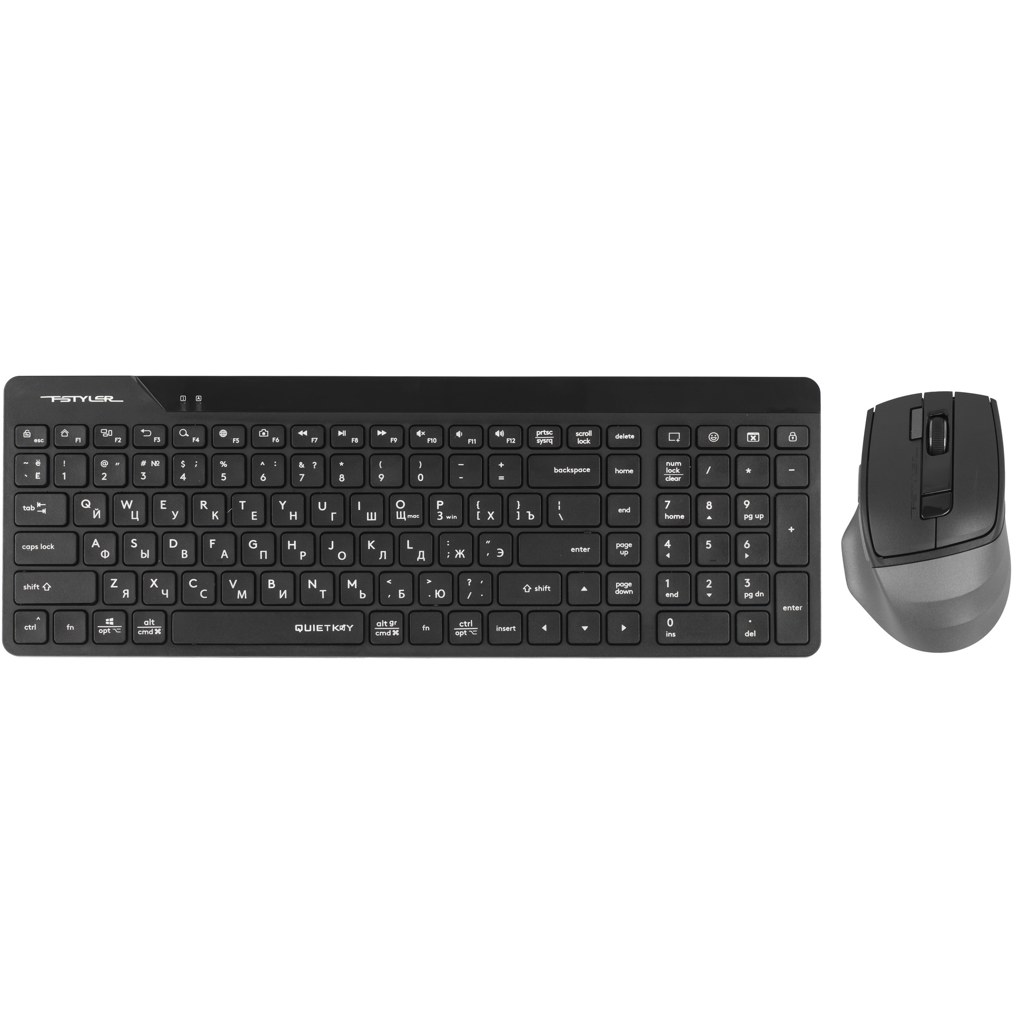 Клавиатура + мышь A4Tech Fstyler FG2400 Air2 клав:черный мышь:черный USB беспроводная slim (FG2400 A