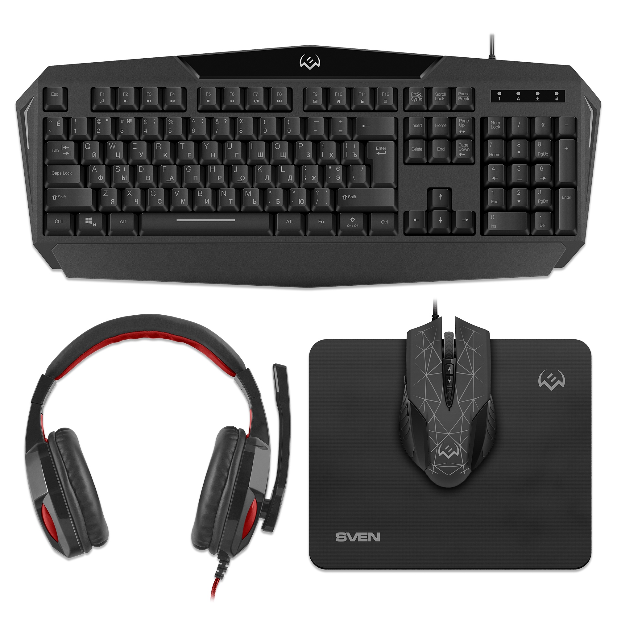 Игровой набор SVEN GS-4300 клавиатура+мышь+гарнитура+коврик