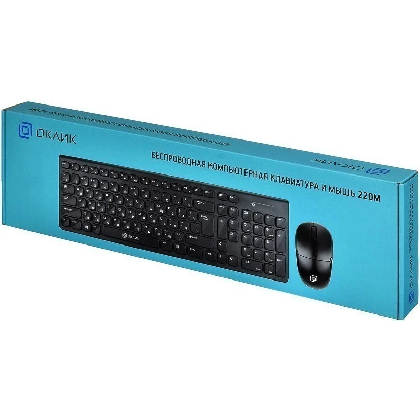 Комплект Oklick 220M клав:черный мышь:черный USB беспроводная slim Multimedia  [1062000]