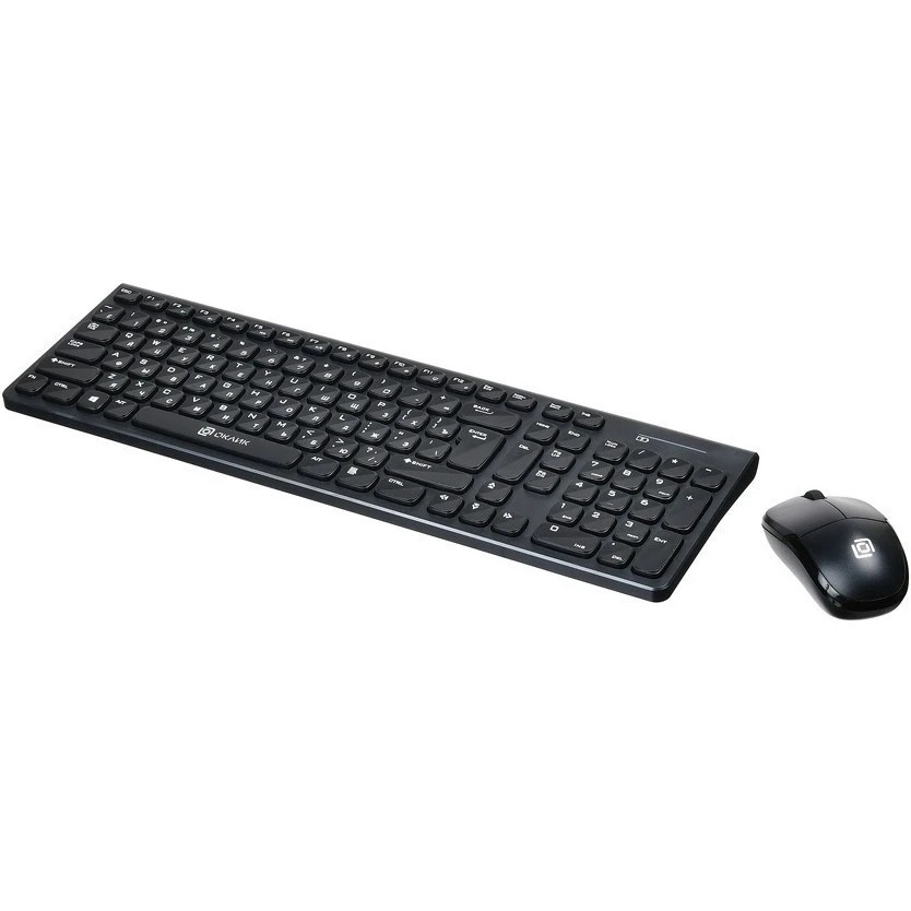 Комплект Oklick 220M клав:черный мышь:черный USB беспроводная slim Multimedia  [1062000]