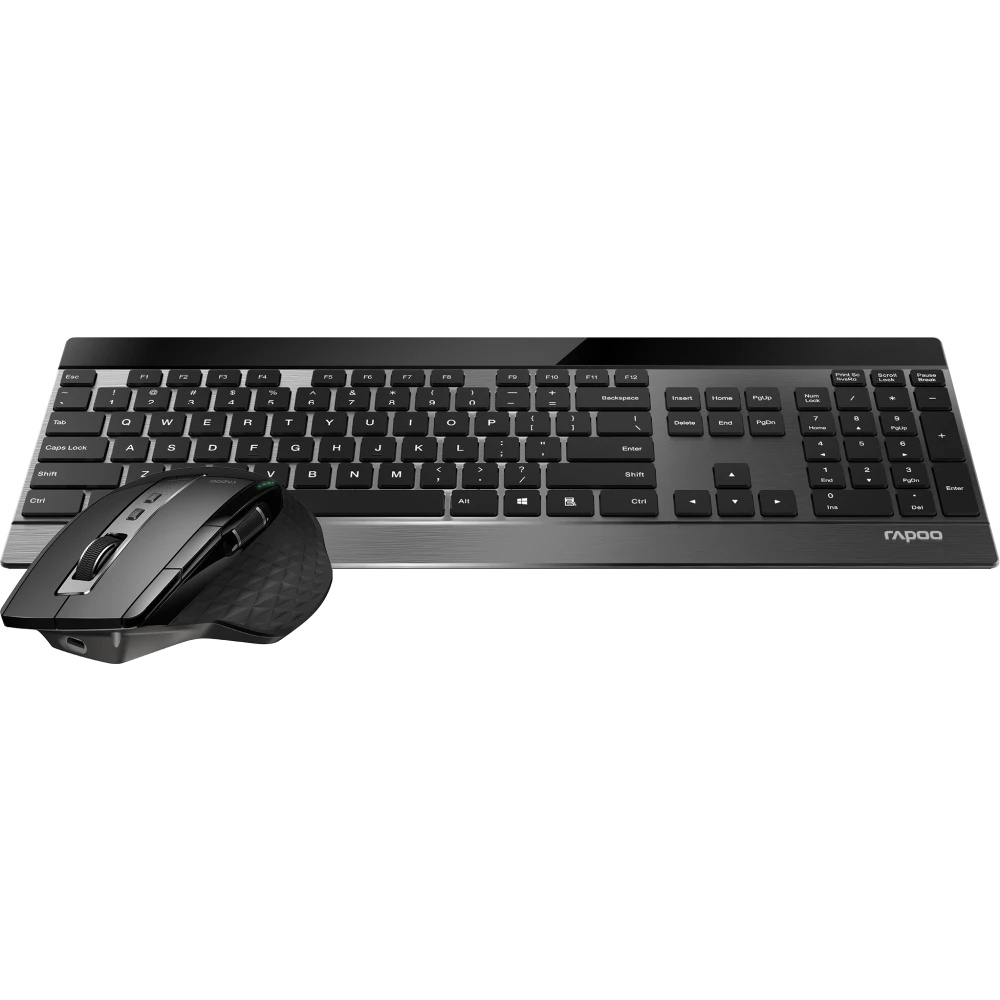 Клавиатура + мышь Rapoo 9900M BLACK клав:черный мышь:черный USB беспроводная Bluetooth/Радио slim (1