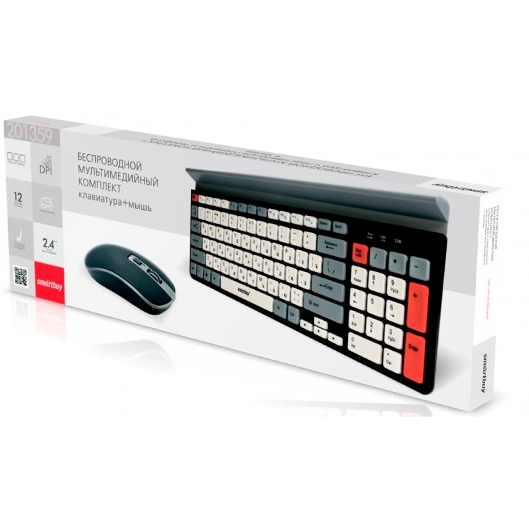 Комплект клавиатуры и мыши SMARTBUY (SBC-201359AG-KW) 201359AG черно-серо-белый