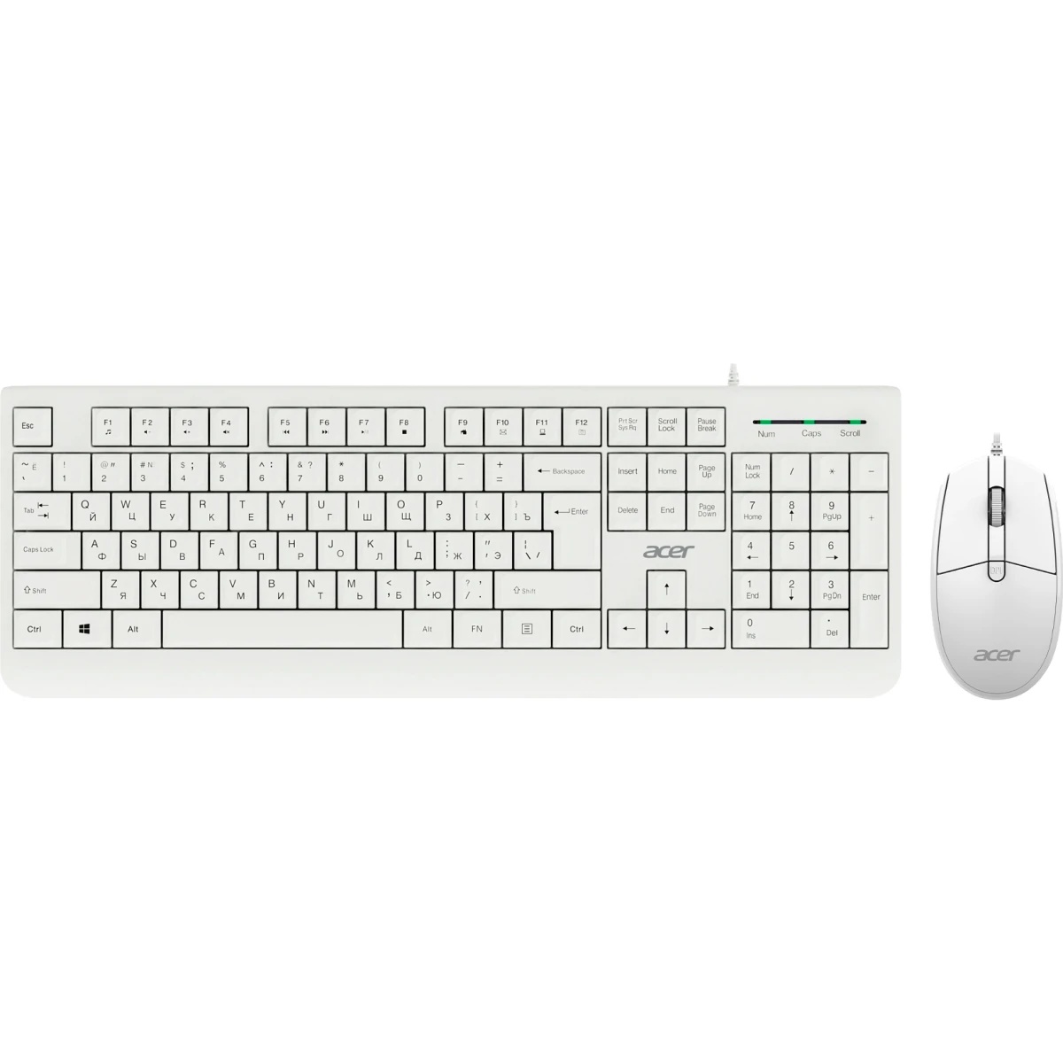 Клавиатура + мышь Acer OCC400 клав:белый мышь:белый USB (ZL.ACCCC.014)