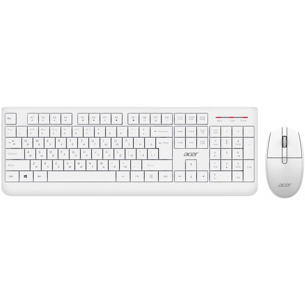 Клавиатура + мышь Acer OCC401 клав:белый мышь:белый USB беспроводная (ZL.ACCCC.017)