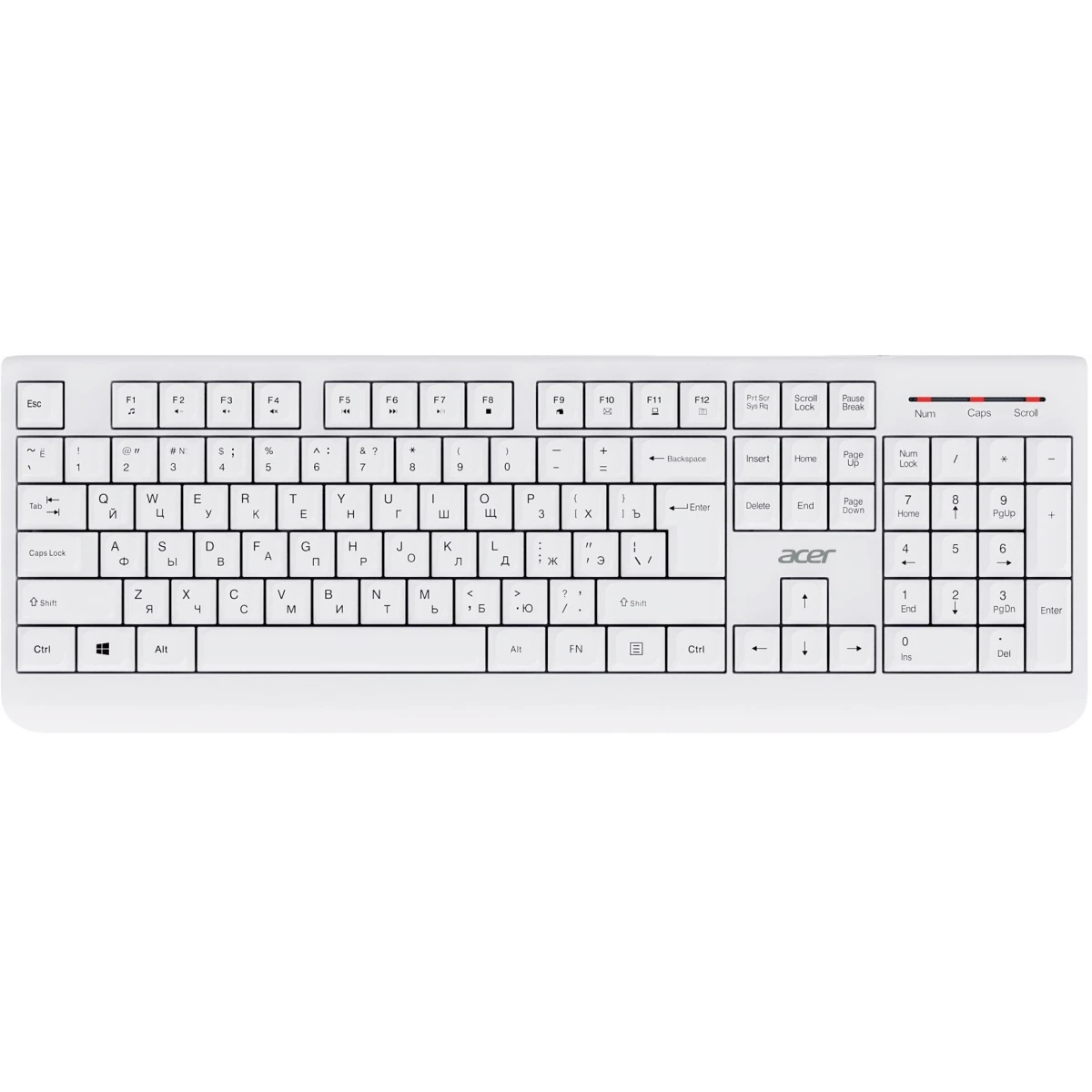 Клавиатура + мышь Acer OCC401 клав:белый мышь:белый USB беспроводная (ZL.ACCCC.017)