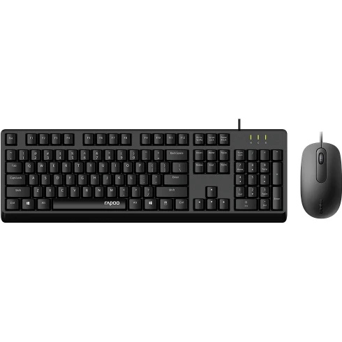 Клавиатура + мышь Rapoo X130PRO клав:черный мышь:черный, 1.5м, доп. защита от влаги