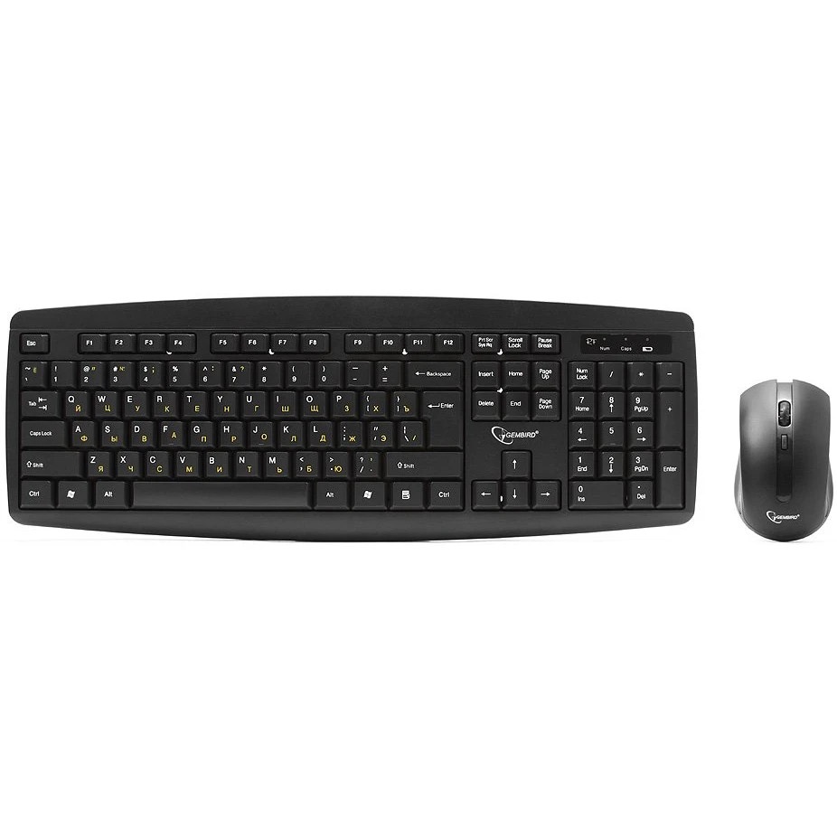 Комплект клавиатура + мышь Gembird KBS-8000 черный USB беспров. 2.4ГГц/10м, 1600DPI, мини-приемник