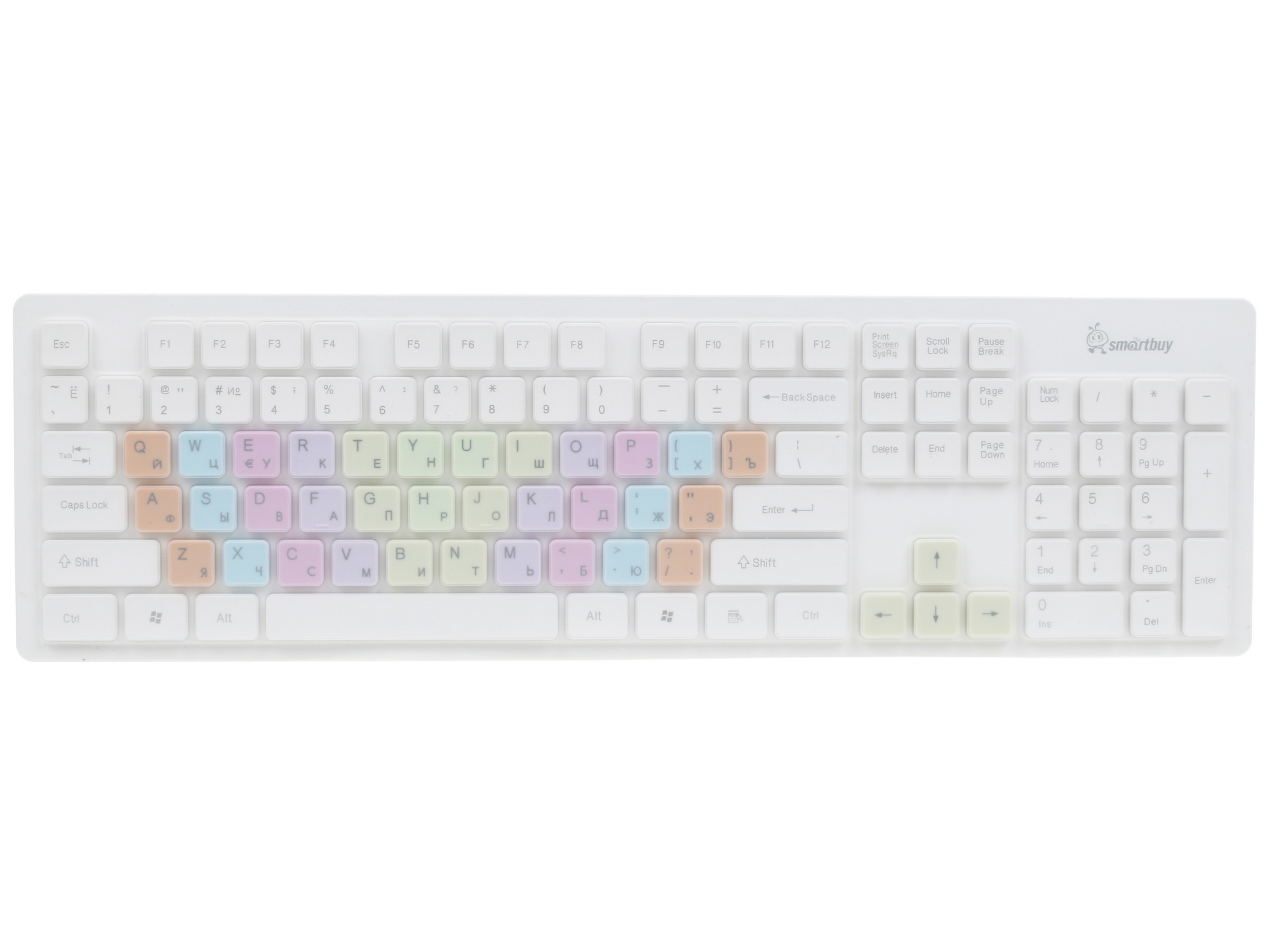 Комплект клавиатура+мышь с цветными клавишами Smartbuy 218346AG белый [SBC-218346AG-W]