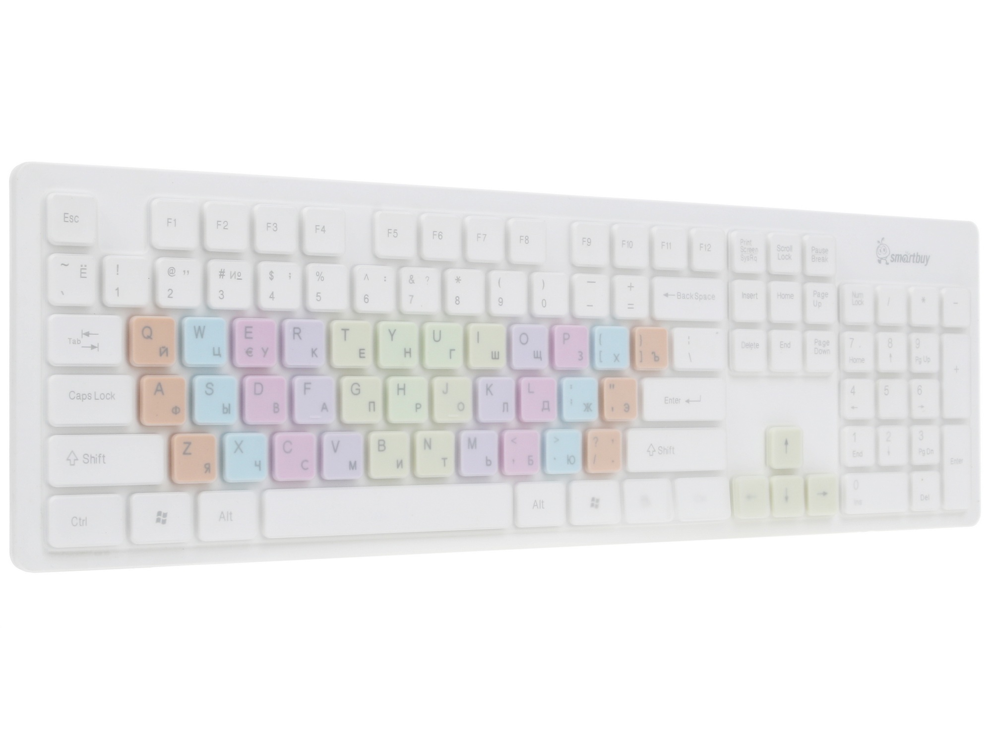 Комплект клавиатура+мышь с цветными клавишами Smartbuy 218346AG белый [SBC-218346AG-W]