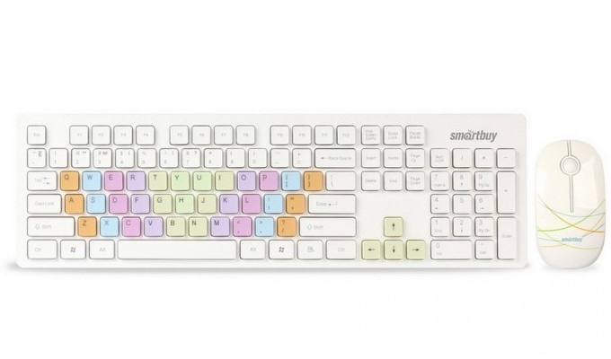 Комплект клавиатура+мышь с цветными клавишами Smartbuy 218346AG белый [SBC-218346AG-W]