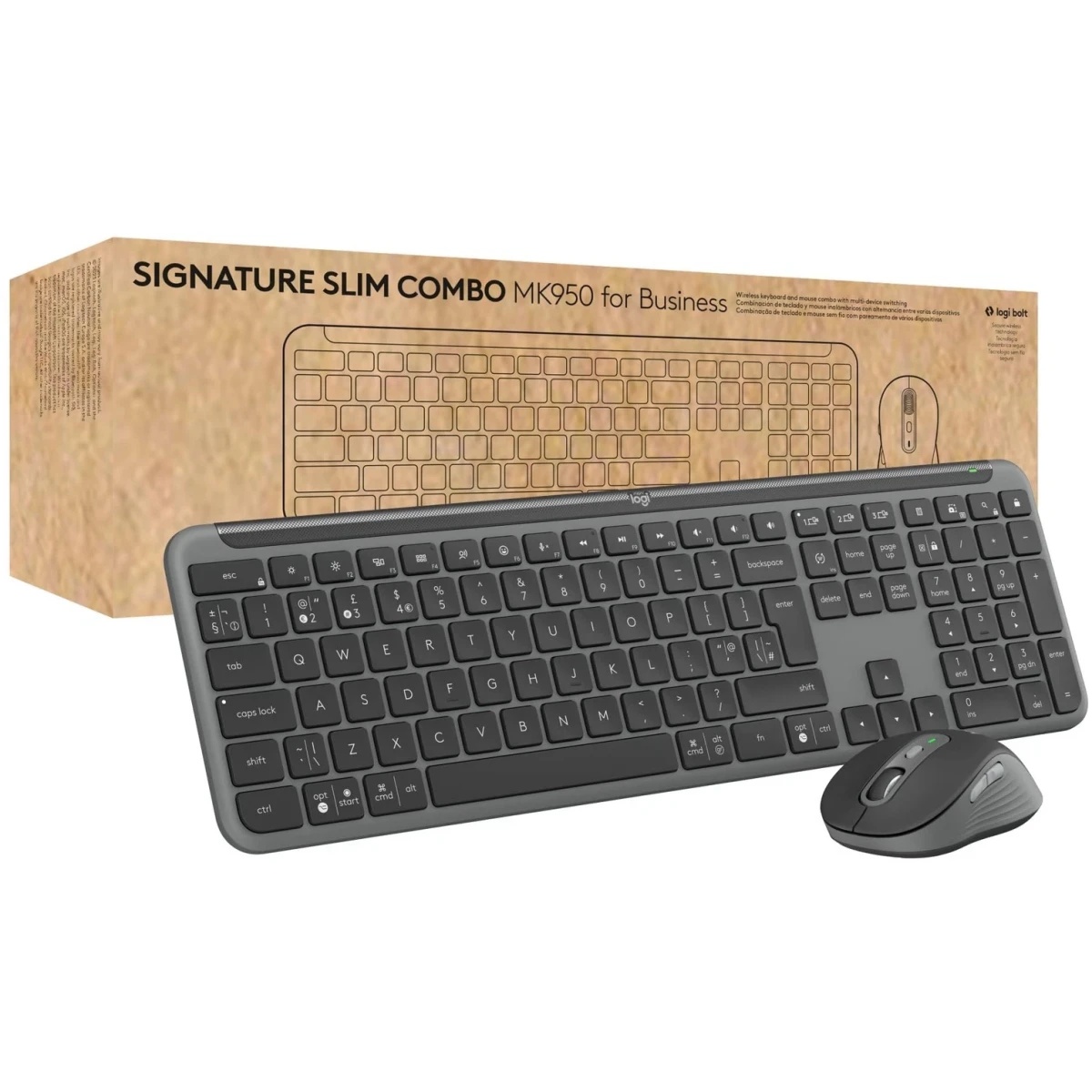 Клавиатура + мышь Logitech MK950 Signature Slim Combo клав:графитовый/черный мышь:черный/серый USB б