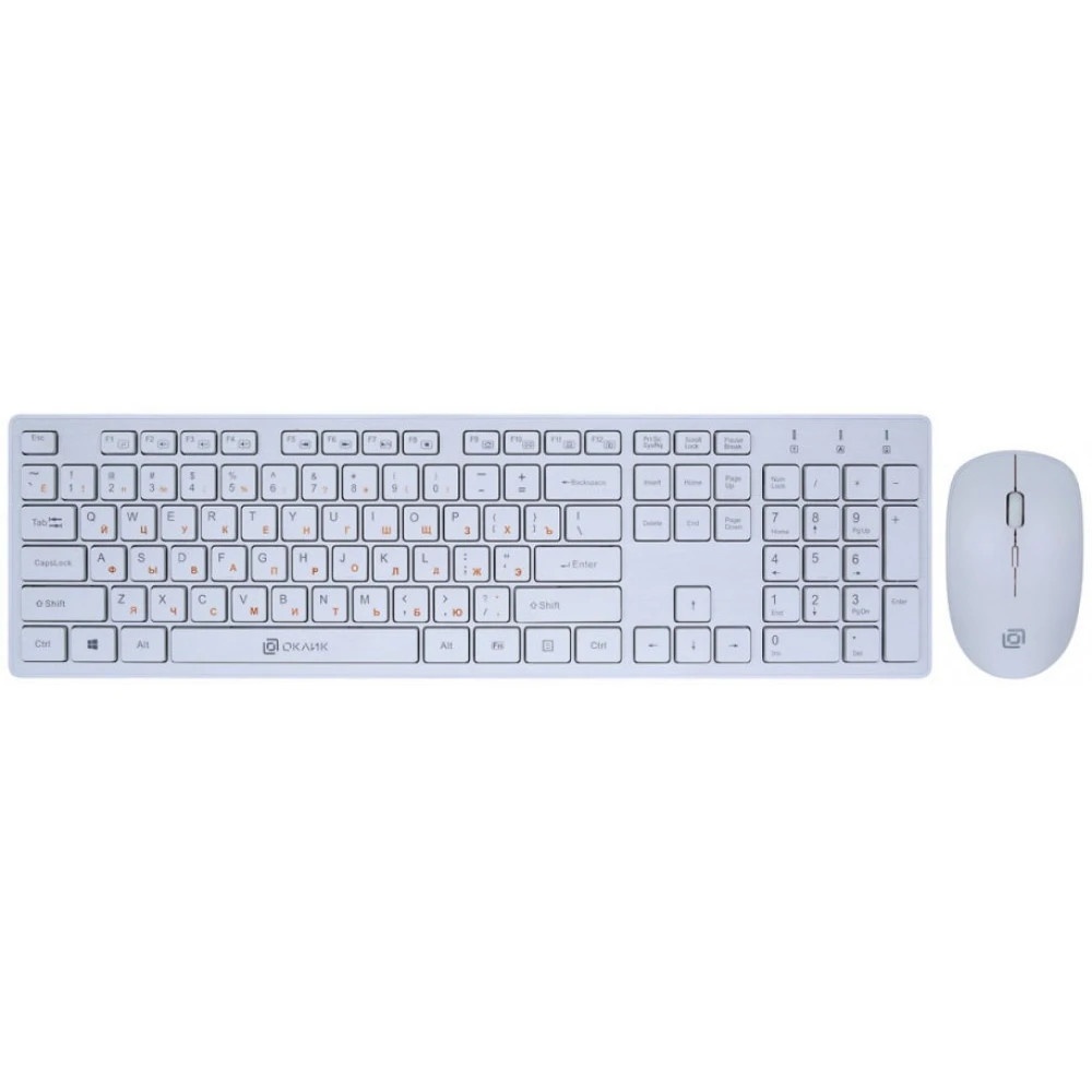 Комплект клавиатура + мышь Oklick 240M клав:белый мышь:белый USB беспроводная slim Multimedia