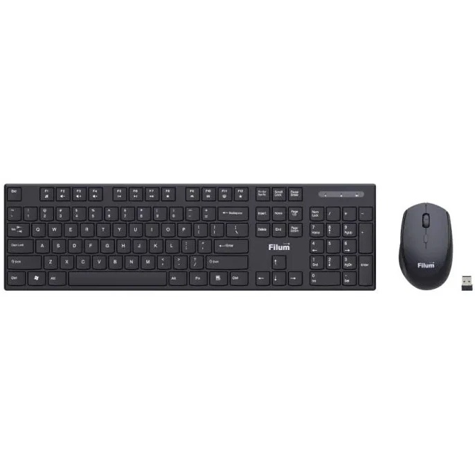 Клавиатура и мышь Wireless Filum FL-KTW10-BK мышь оптическая USB, 4 кл., DPI: 800/1200/1600, 104 кл.