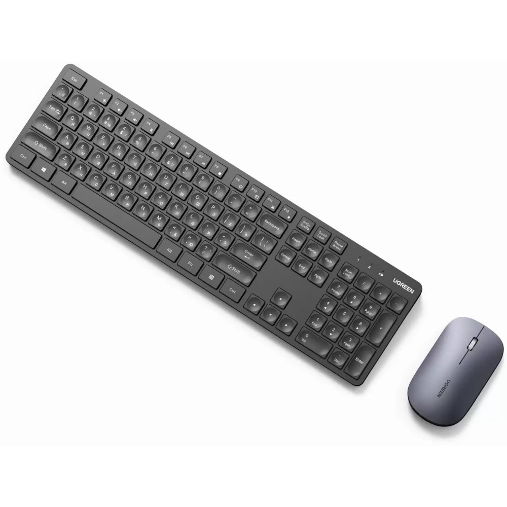 Клавиатура и мышь Wireless UGREEN MK004 2.4 GHz 15219 and 90372, цвет: черный