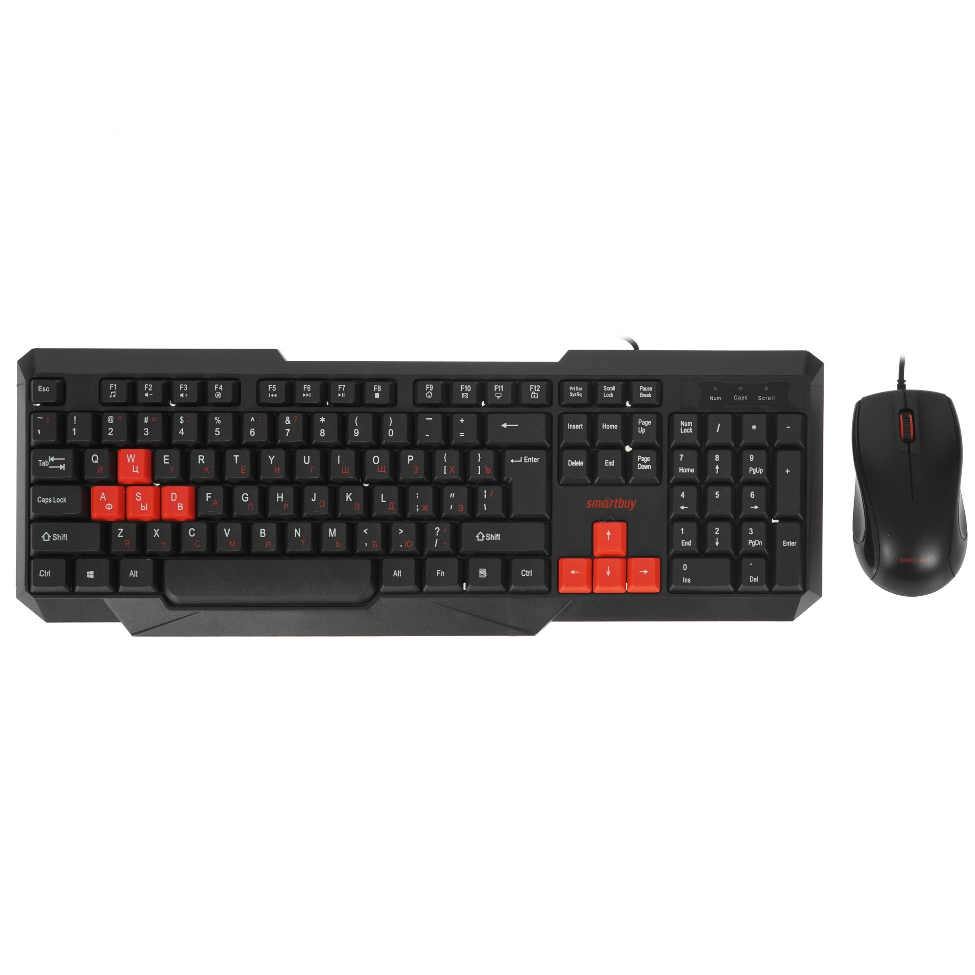 Проводной мультимедийный комплект клавиатура+мышь Smartbuy ONE черно-красный (SBC-230346-KR) /20