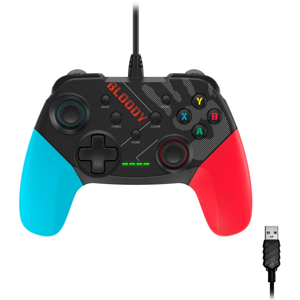 Геймпад A4Tech Bloody GP30 Sports черный/синий USB виброотдача обратная связь