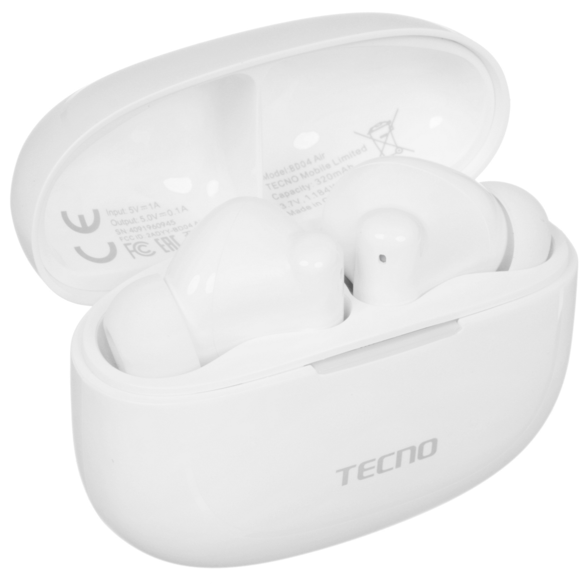 Наушники беспроводные Tecno Buds 4 BD04 Air белый