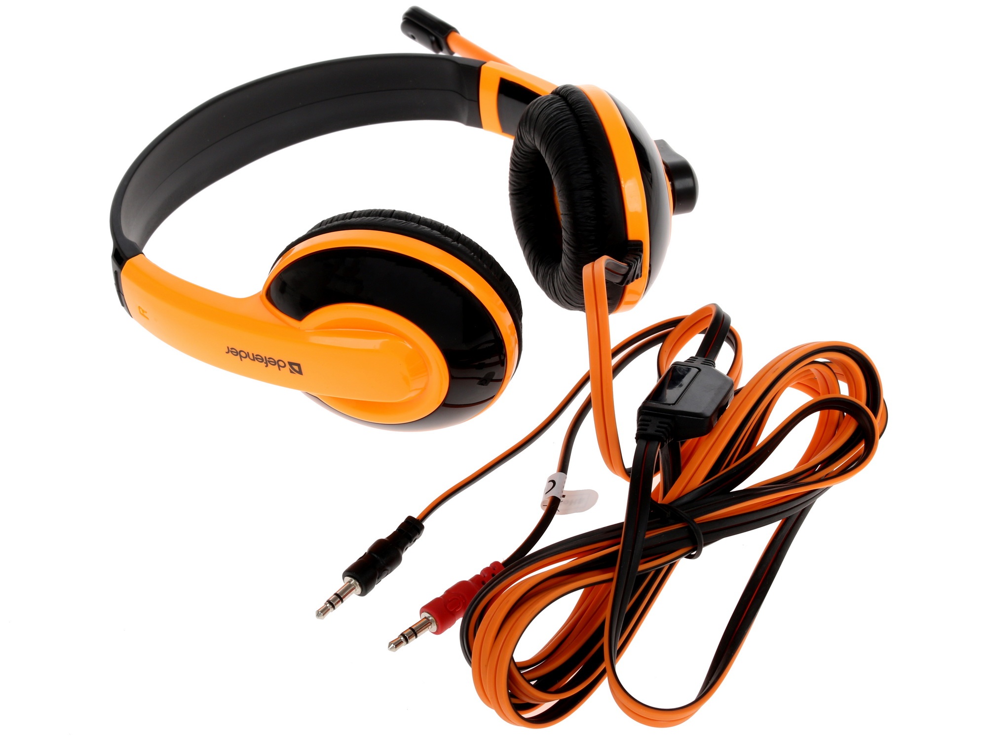 Наушники Defender Warhead G-120 черный/оранжевый кабель 2 м