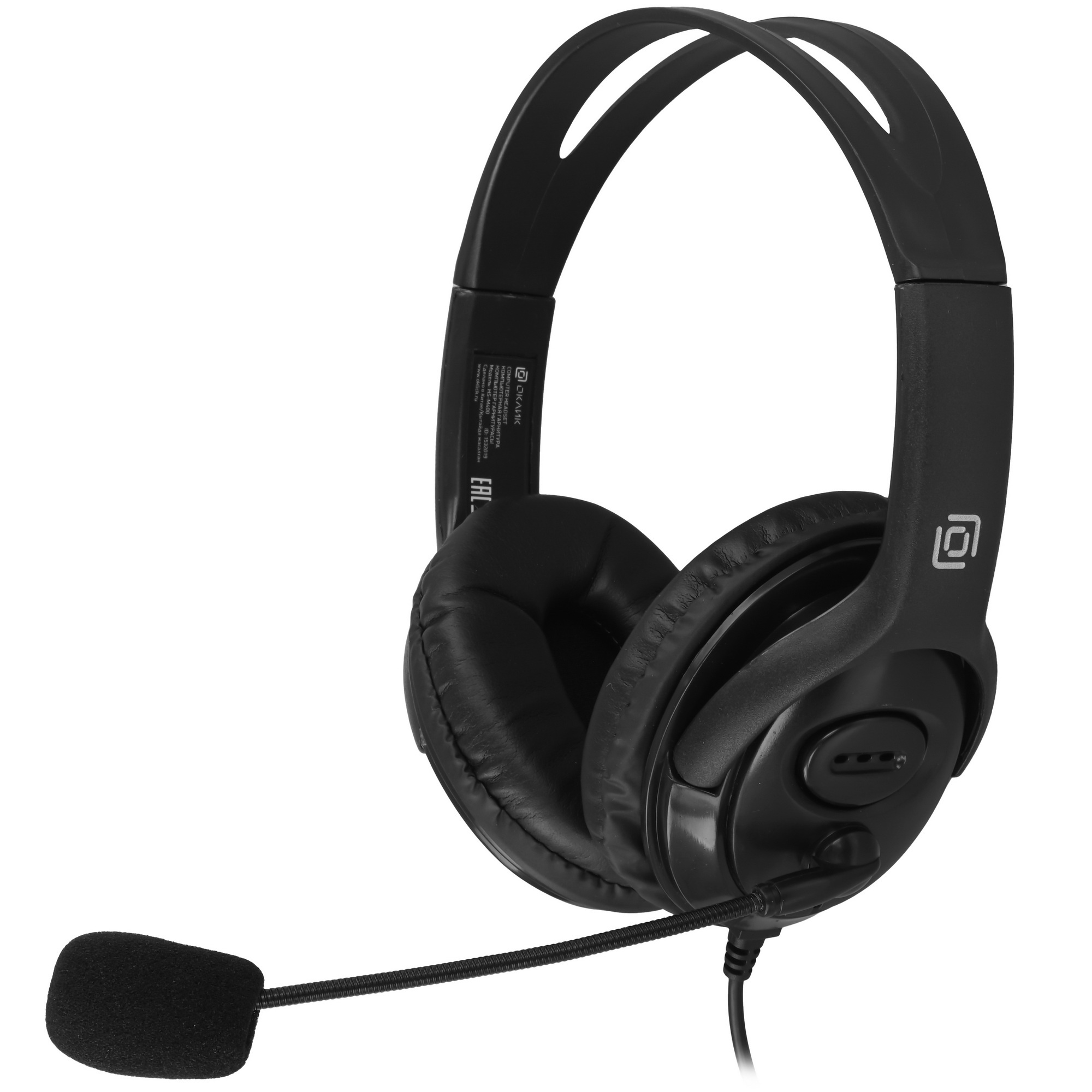 Наушники с микрофоном Oklick HS-M400 черный 1.8м накладные оголовье